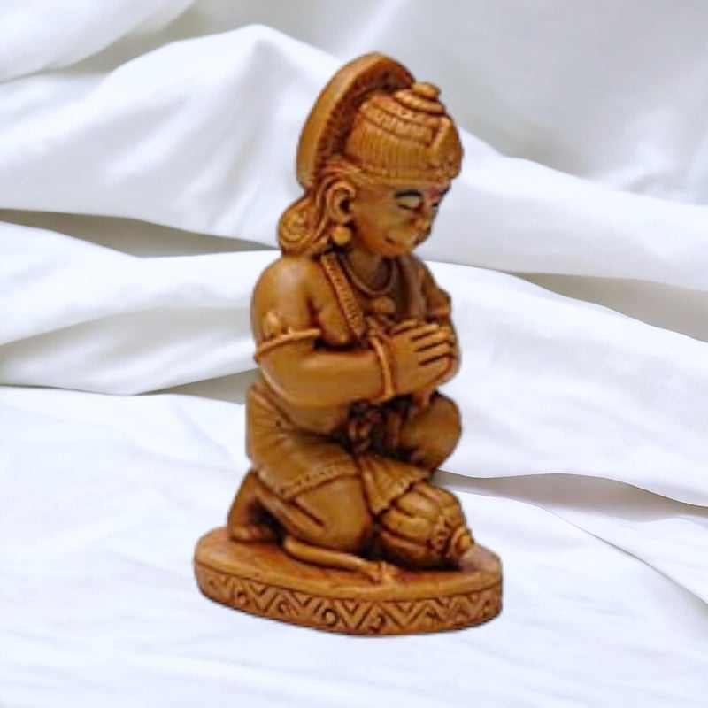 KariGhar God Hanuman Idol Murti Perfect for Car Dashboard Home Living Room Puja Room Housewarming Gifting Brown 2X175X35 inches - Image 3