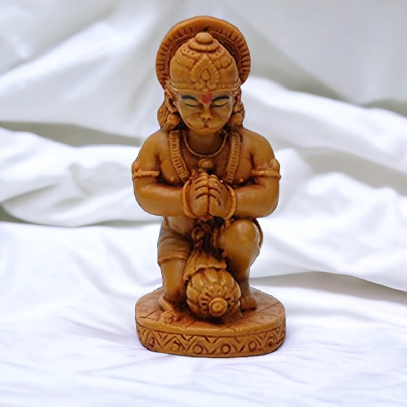 KariGhar God Hanuman Idol Murti Perfect for Car Dashboard Home Living Room Puja Room Housewarming Gifting Brown 2X175X35 inches - Image 1