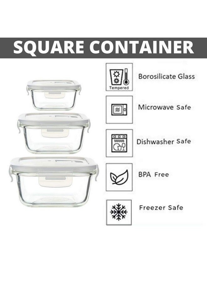 Femora Femora Borosilicate Glass Containers for Kitchen|1 Year Warranty|for Storage,Storage Box for Kitchen with Air Vent Lid,Microwave Safe,Square (Set of 3-180ml,300ml,500ml),Transparent - Image 3