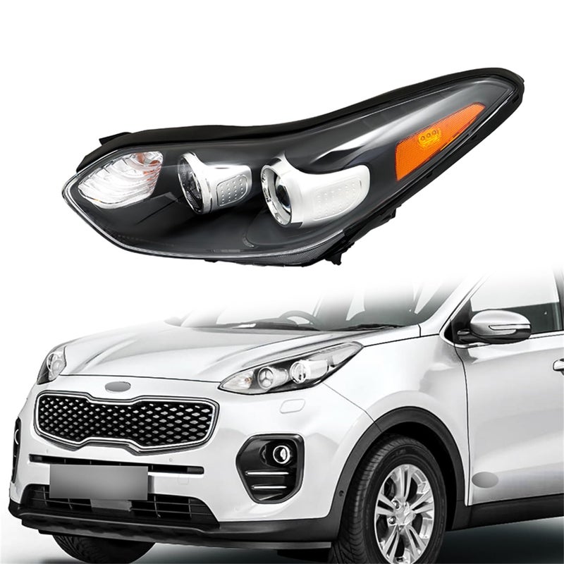 Silscvtt Headlights Assembly Replacement for Kia Sportage 20172019 Halogen Headlamp with DRL Driver Side 92101D9110