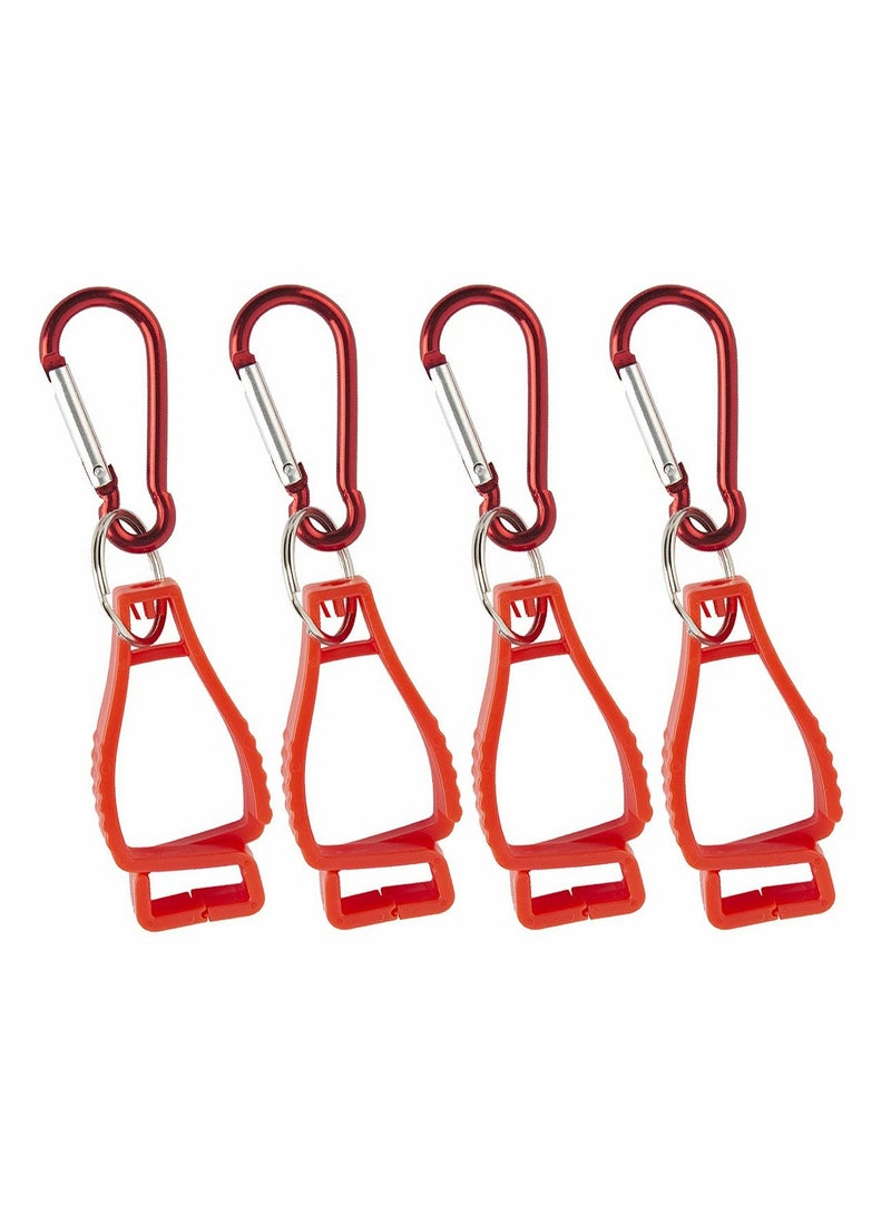 Excefore Glove Clip with Carabiners, 4 Pcs Red Work Safety Clip Glove Keeper, for Belt Loop Guard Labor Worker Attach Gloves, Glasses, Helmets, Towels - Image 1