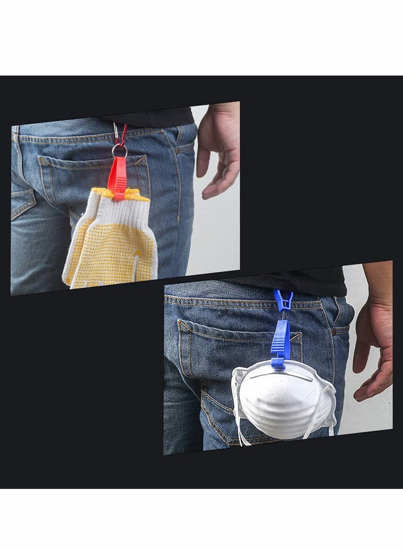 Excefore Glove Clip with Carabiners, 4 Pcs Red Work Safety Clip Glove Keeper, for Belt Loop Guard Labor Worker Attach Gloves, Glasses, Helmets, Towels - Image 3