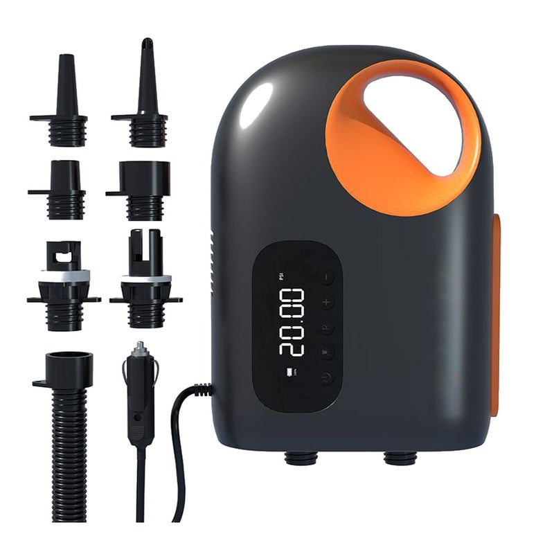 Portable Paddle Board Pump 20PSI High Pressure Electric Air Compressor Pump Support Inflation and Deflation with LED Light 6 Nozzles for Inflatable Boat Pool Surfboard Stand-up Paddle Board - Image 1