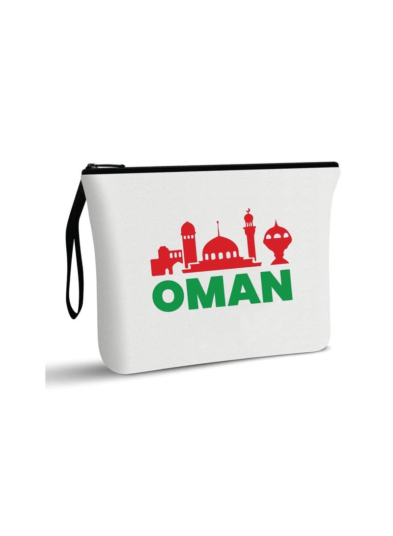 حقيبة مستحضرات التجميل لليوم الوطني العماني - احتفل بعمان في حقيبة مكياج أنيقة - حقيبة بسحاب كاملة - Image 1