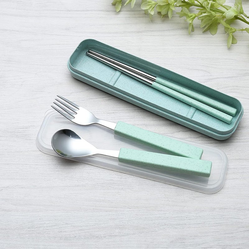 VANRA 3Piece Children Utensils Set 188 Stainless Steel Child Flatware Set Silverware Spoon Fork Chopstick Set with Travel Case for Kids Lunch Box - Image 2