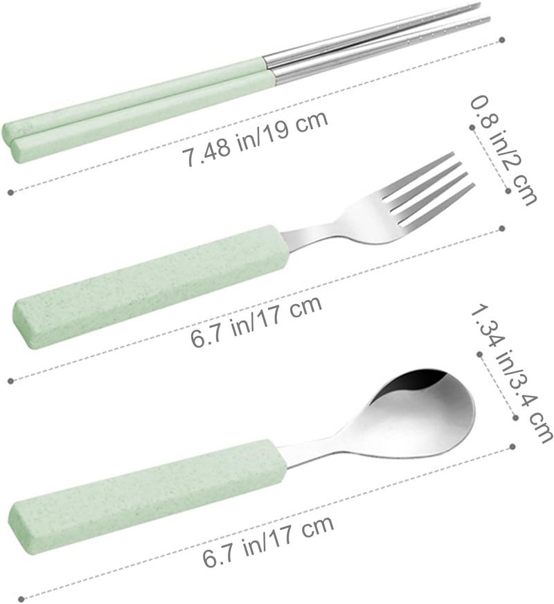 VANRA 3Piece Children Utensils Set 188 Stainless Steel Child Flatware Set Silverware Spoon Fork Chopstick Set with Travel Case for Kids Lunch Box - Image 5