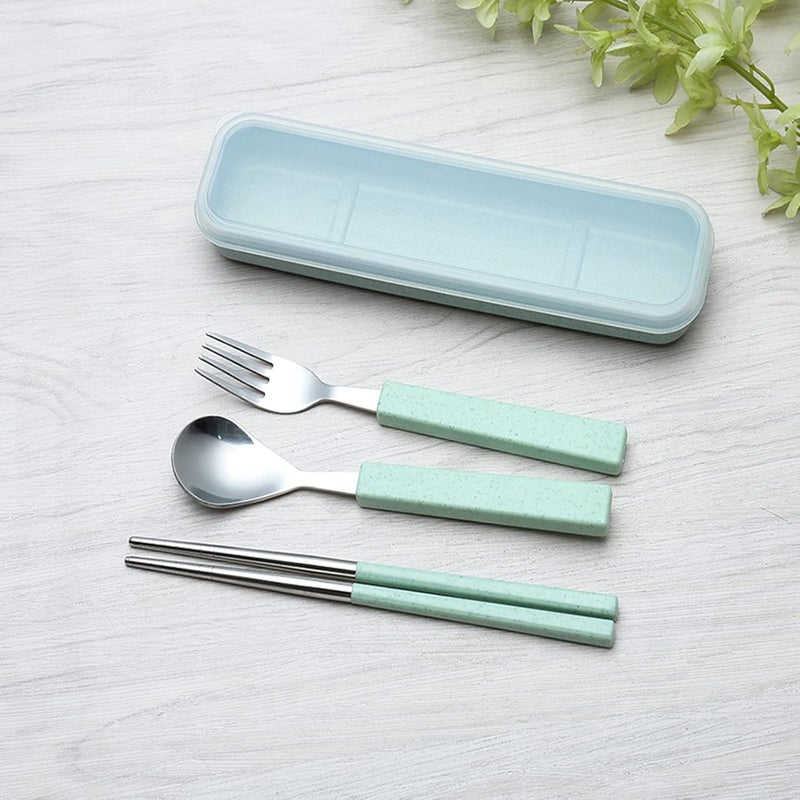 VANRA 3Piece Children Utensils Set 188 Stainless Steel Child Flatware Set Silverware Spoon Fork Chopstick Set with Travel Case for Kids Lunch Box - Image 3