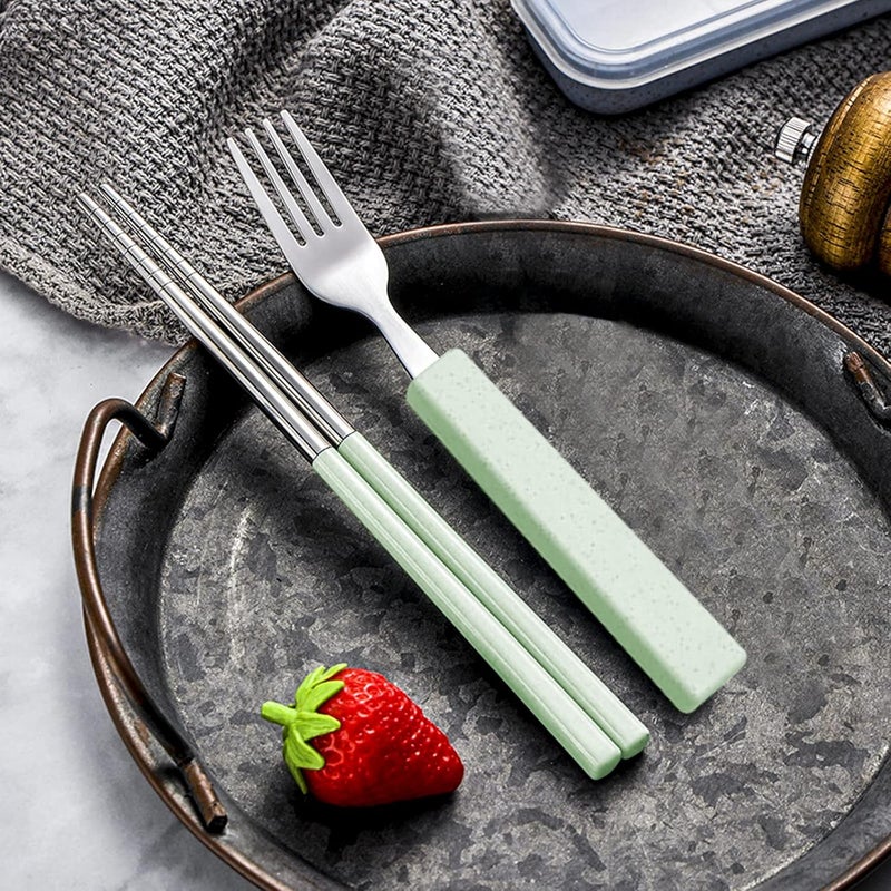VANRA 3Piece Children Utensils Set 188 Stainless Steel Child Flatware Set Silverware Spoon Fork Chopstick Set with Travel Case for Kids Lunch Box - Image 4