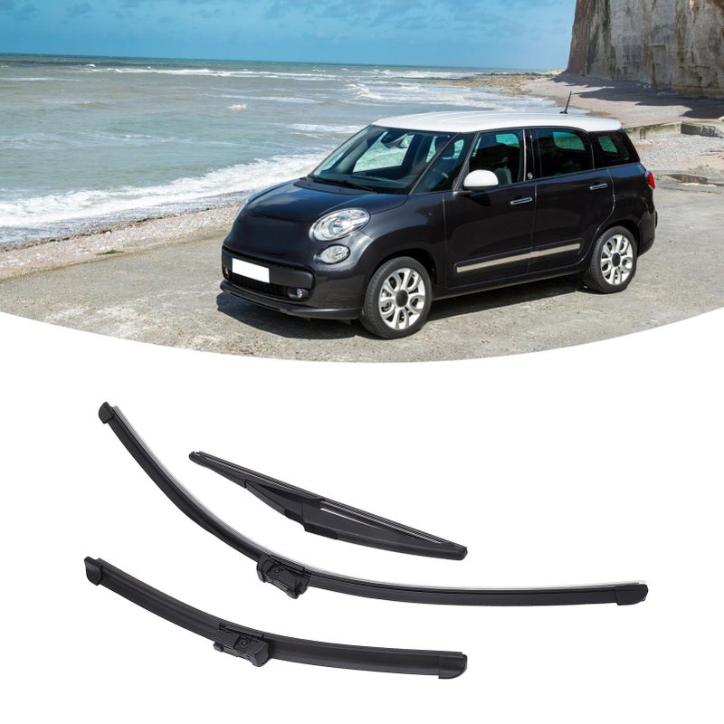 Front Rear Windscreen Wiper Blades LHD Soft Rubber Windshield Rain Brushes Replacement For 500 500C 500L 2009 to 2023 - Image 3