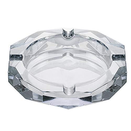 HOSTEESSCHOICE Crystal Glass Ashtray, Octagon Ash tray Cigar Cigarettes Ashtray Holder Office Home Desktop Tabletop Decoration,Crystal Clear - Image 1