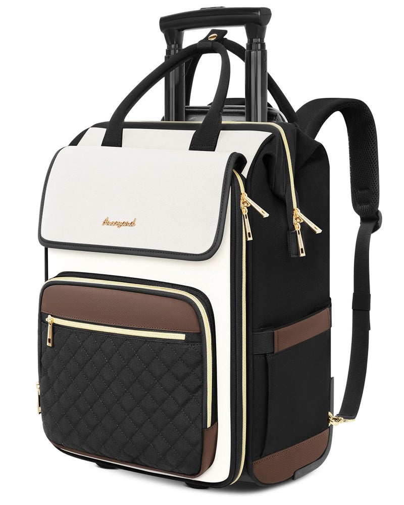 Arcoyard Rolling Backpack for Women, Travel Rolling Laptop Backpack with Wheels, Vertical & Horizontal Storage 2 In 1, Flip-Top Design, Water-Resistant Overnight College Underseat Carry on Luggage, Beige Brown - Image 1