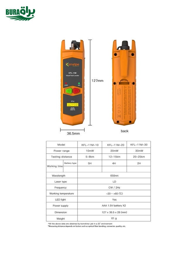 BURAQ Komshine Mini Red Light Fiber Optic Test Pen, Model: KFL-11M-20 - Image 3