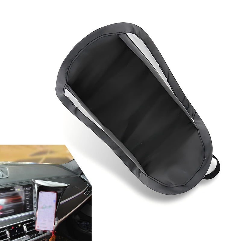 lekiliky Cell Phone Sun Shade Heat Insulation Antiglare Portable Center Console Navigation Sun Protection Cover Universal for All Smartphones and Most Vehicles Black - Image 3