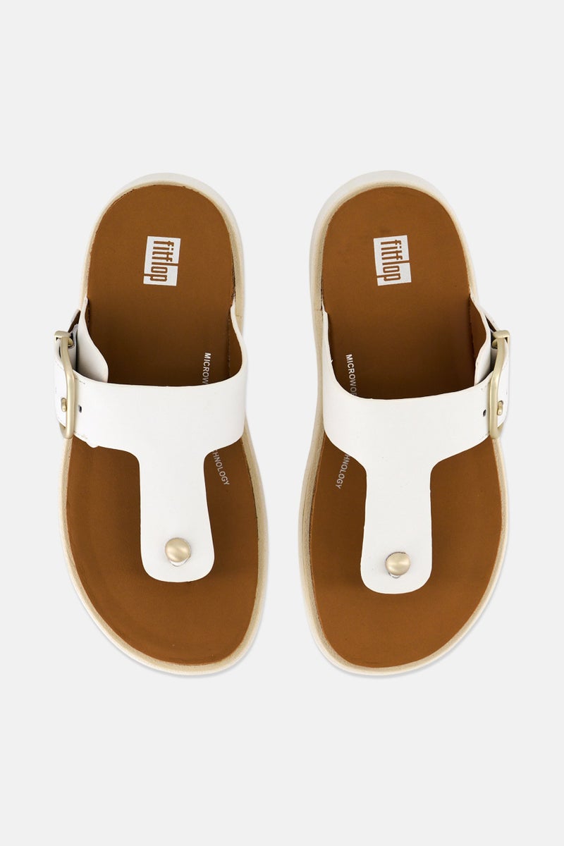 FitFlop Women Gen-Ff Buckle Leather Slip On Casual Sandals, White  - Image 3