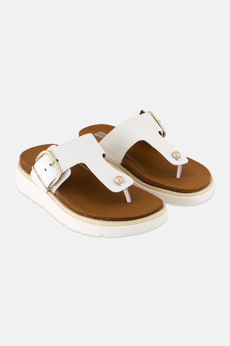 FitFlop Women Gen-Ff Buckle Leather Slip On Casual Sandals, White  - Image 1
