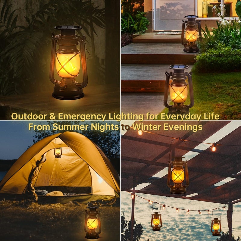 Marlrin Solar Lantern Outdoor Hanging Solar Lights Dancing Flame Led Waterproof Camping Lamps, Landscape Decor for Table Patio Garden Yard Pathway Porch 2 Pack - Image 4