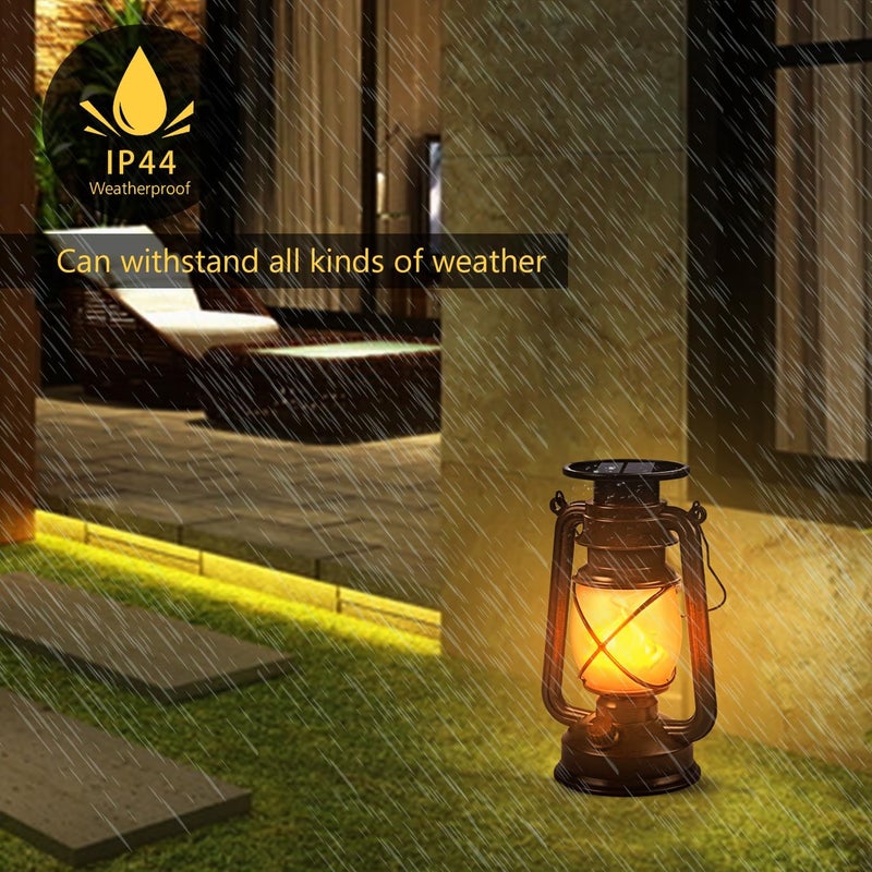 Marlrin Solar Lantern Outdoor Hanging Solar Lights Dancing Flame Led Waterproof Camping Lamps, Landscape Decor for Table Patio Garden Yard Pathway Porch 2 Pack - Image 3