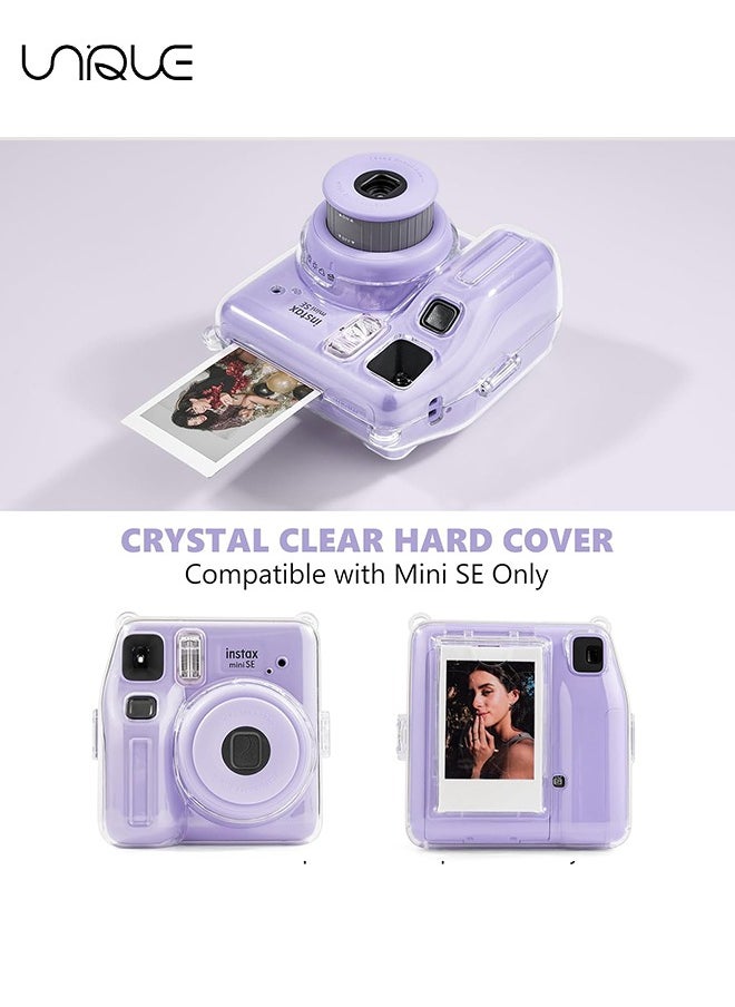 Unique 3 Pack Clear Camera Case - Hard Clear Case for Fujifilm Instax Mini SE Instant Camera, Mini SE Plastic Cover with Cute Sticker and Shoulder Strap - Purple Happy Dog  - Image 5