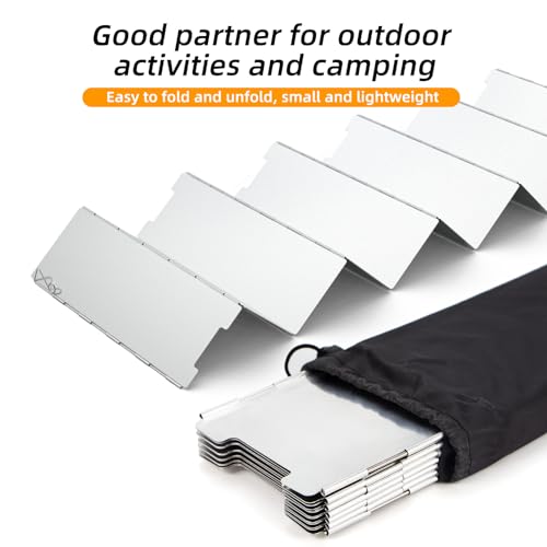 RioRand Folding Ultralight Camping Stove Windscreen Portable Backpacking Stove Windshield, Backpack Windscreen for Butane/Backpacking Stoves, Camp Windshield for Outdoor Camping, Hiking, BBQ 12 Plates - Image 5