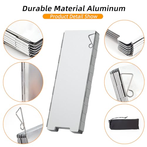 RioRand Folding Ultralight Camping Stove Windscreen Portable Backpacking Stove Windshield, Backpack Windscreen for Butane/Backpacking Stoves, Camp Windshield for Outdoor Camping, Hiking, BBQ 12 Plates - Image 3