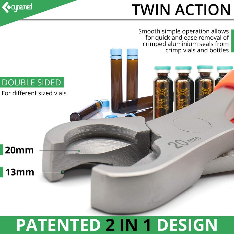 Cynamed Twin Action Decapper Pliers - Perfect for Decapping 13mm and 20mm Crimped Vials and Bottles - Image 2