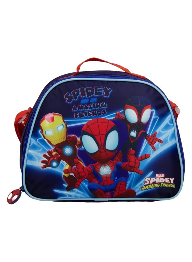 صن سى حقيبة غداء بتصميم سبايدي اند فرندز عازلة للحرارة بسحاب للإغلاق أزرق وأحمر 9.05 x 3.54 x 10.63 بوصة SUNS-3306SPF - Image 1