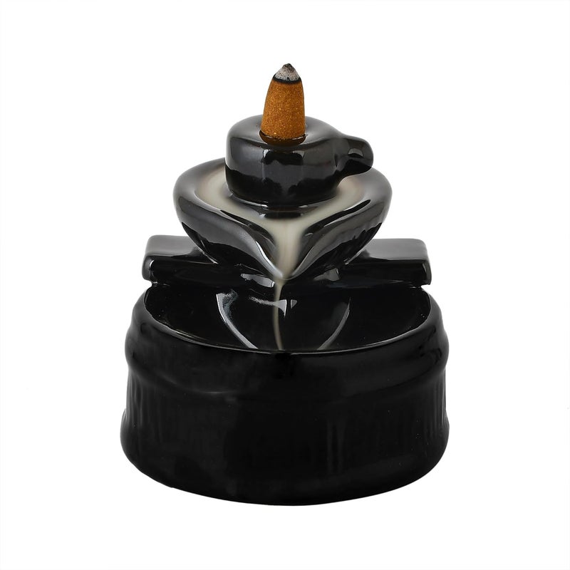 Craftam Ceramic Big Size Shivling Shiv Backflow Smoke Fountain Incense Holder for Home Decor Gifts with 30 Fragrances Cones by Craftam - Image 3