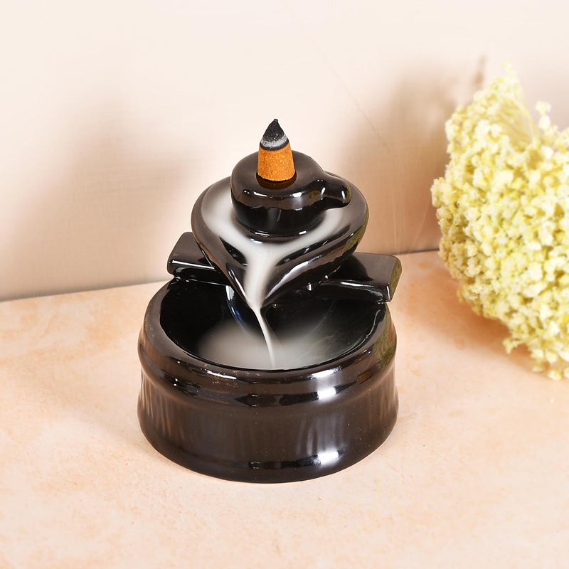 Craftam Ceramic Big Size Shivling Shiv Backflow Smoke Fountain Incense Holder for Home Decor Gifts with 30 Fragrances Cones by Craftam - Image 2