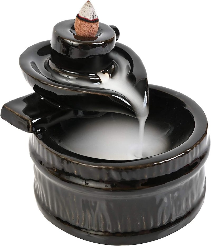 Craftam Ceramic Big Size Shivling Shiv Backflow Smoke Fountain Incense Holder for Home Decor Gifts with 30 Fragrances Cones by Craftam - Image 1