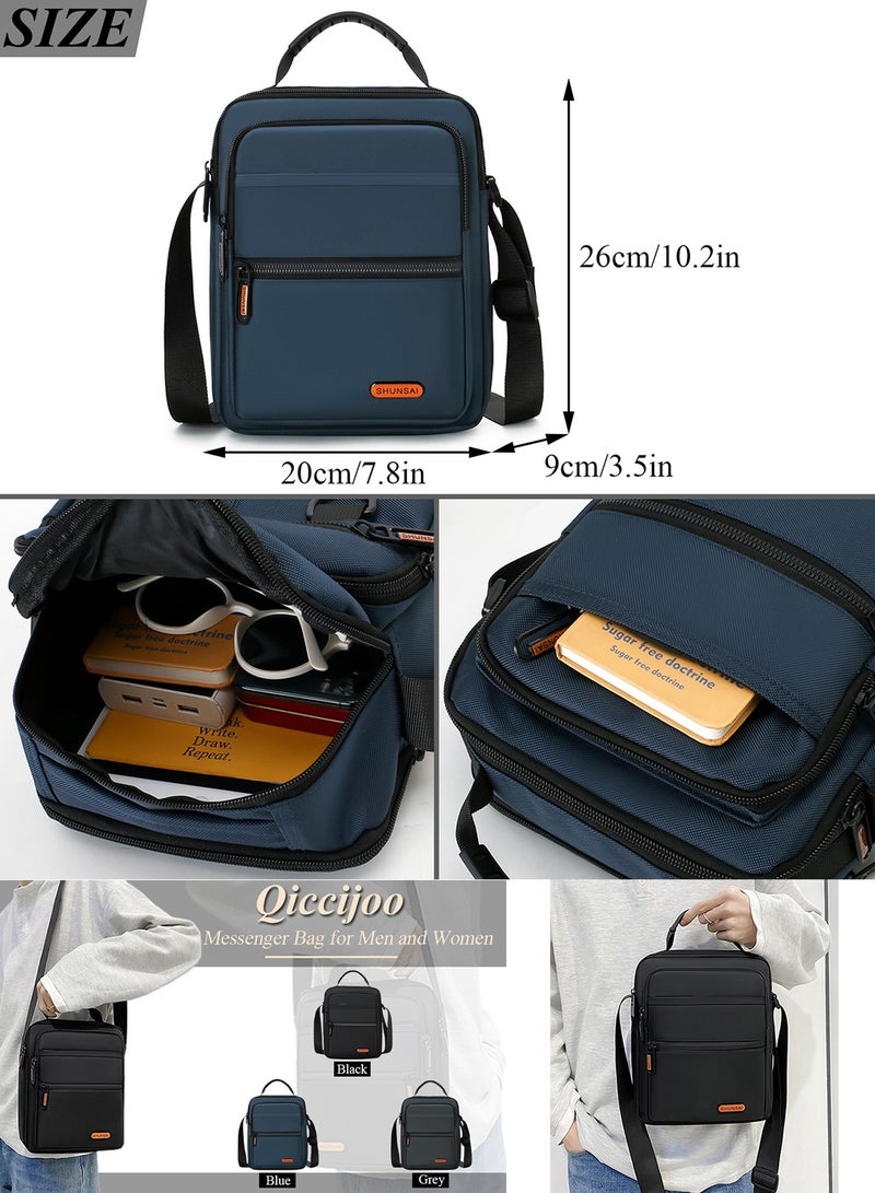 Qiccijoo Crossbody Bag Messenger Bag for Men or Women Casual Shoulder Bag Multiple Pockets Sling Bag Travel Bag for Business Office School Satchel Bags Work Bag Handbag Purse(Blue) - Image 2