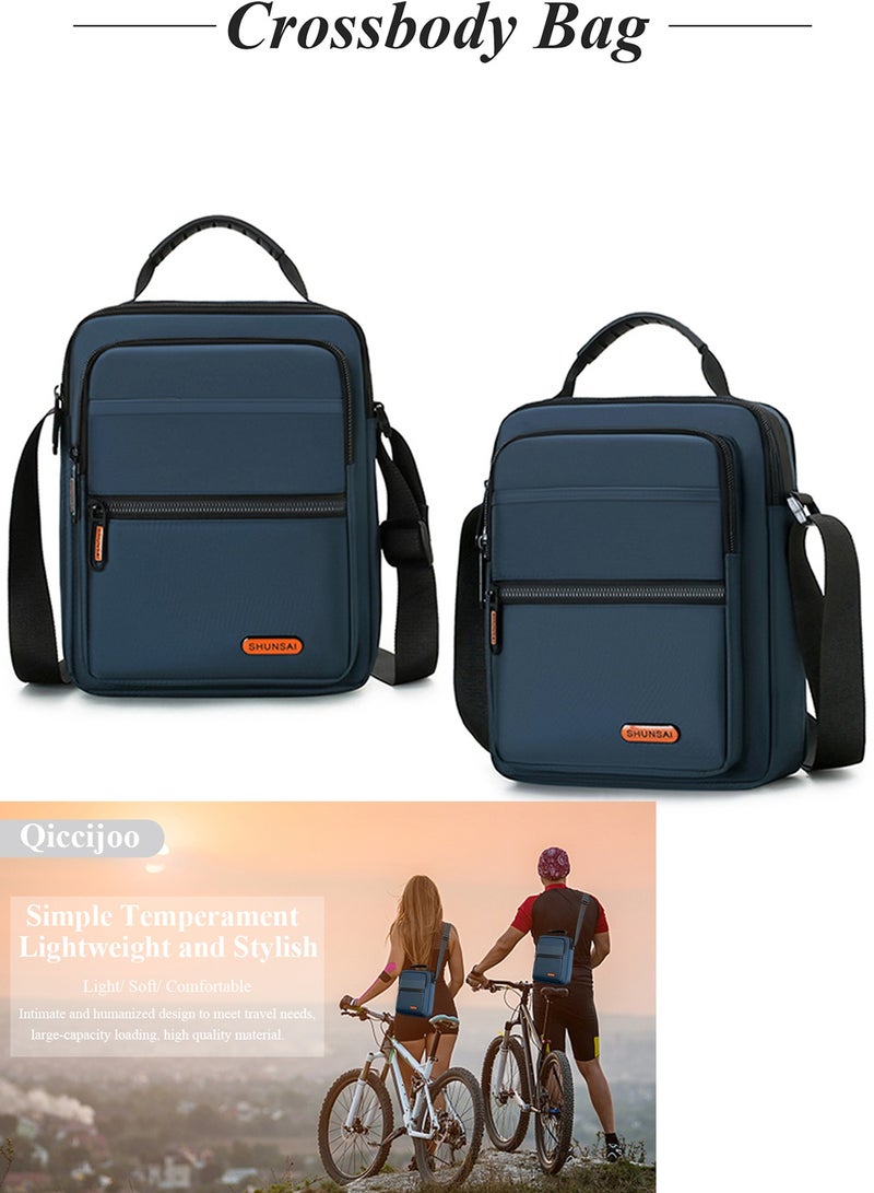 Qiccijoo Crossbody Bag Messenger Bag for Men or Women Casual Shoulder Bag Multiple Pockets Sling Bag Travel Bag for Business Office School Satchel Bags Work Bag Handbag Purse(Blue) - Image 3
