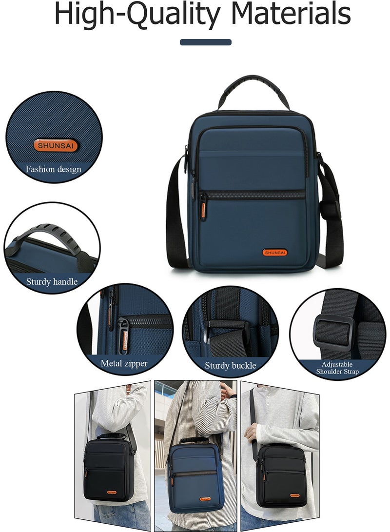 Qiccijoo Crossbody Bag Messenger Bag for Men or Women Casual Shoulder Bag Multiple Pockets Sling Bag Travel Bag for Business Office School Satchel Bags Work Bag Handbag Purse(Blue) - Image 4