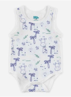 Babies Basic Pack of 3 - Printed Combed Cotton Sleeveless Bodysuit  - Image 4