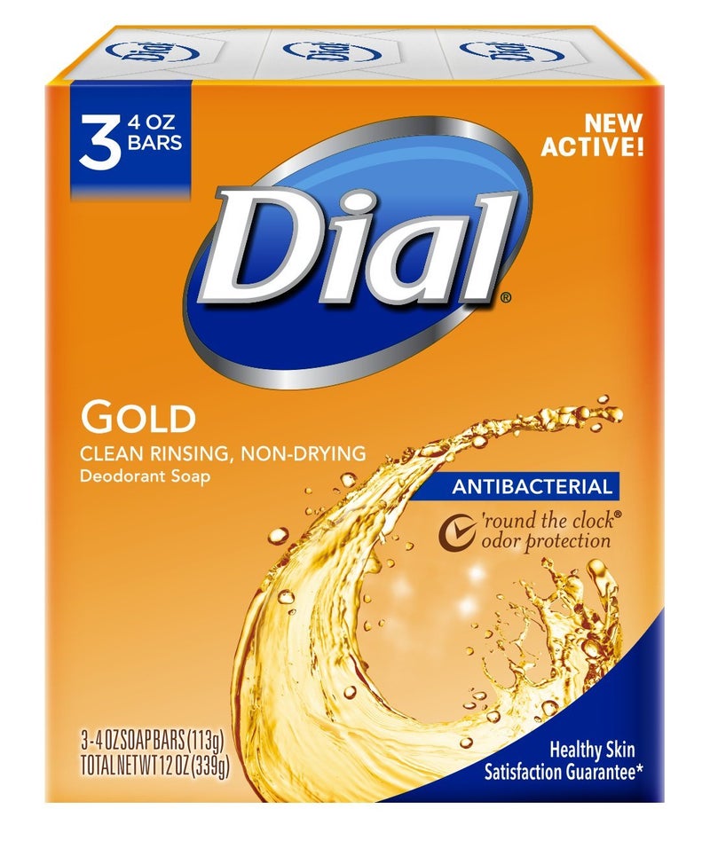 Dial Antibacterial Deodorant Bar Soap, Advanced Clean, Gold, 4 oz, 3 Bars - Image 1