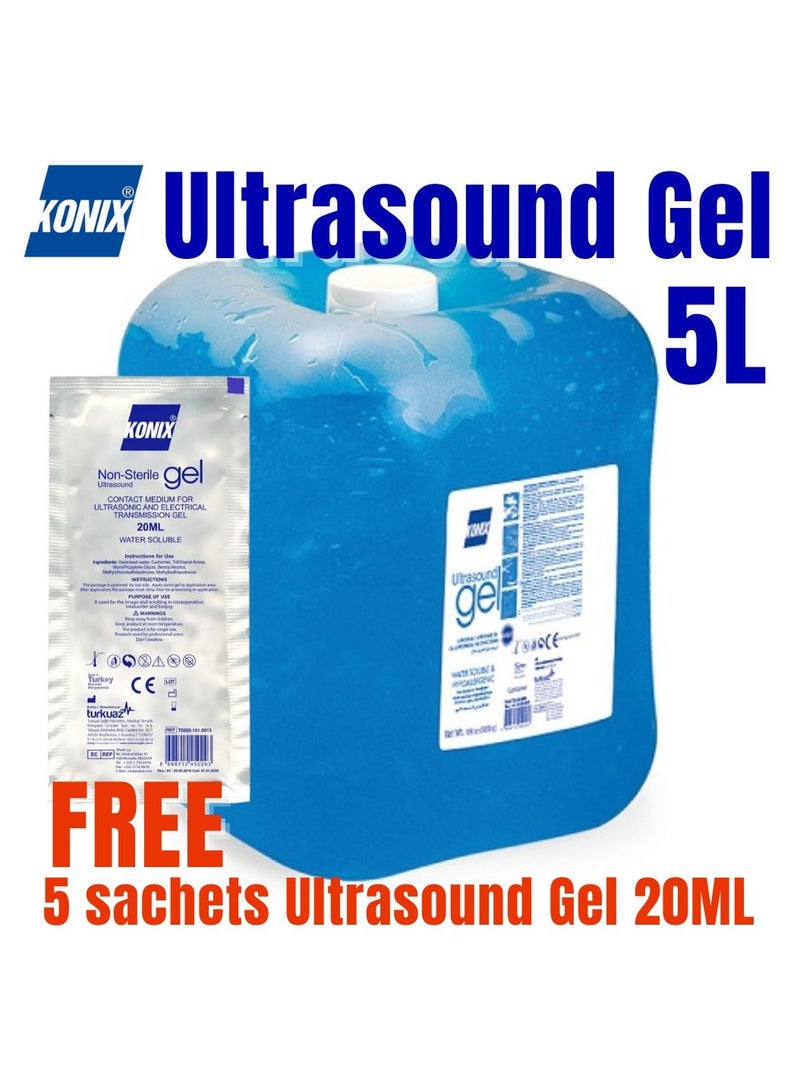 كونيكس جل الموجات فوق الصوتية القابل للذوبان في الماء 5000 مل أزرق و10 قطع من جل الموجات فوق الصوتية 20 جم - Image 1