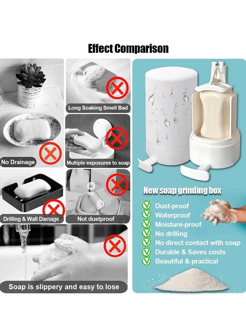 Sharpdo Soap Grater, Wall-mounted Soap Holder, Soap Powder Coarseness and Fineness Adjustable, Waterproof Soap Dish Without Drilling, Suitable for Travel, Kitchen, Bathroom and Hotel - Image 5