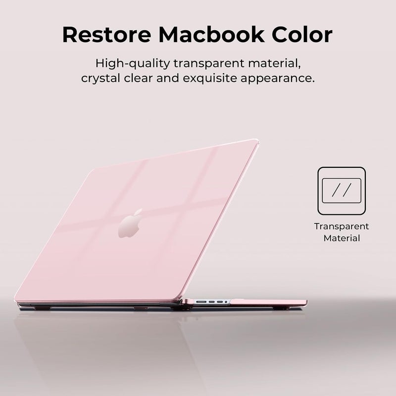 إيوكو غطاء متوافق مع MacBook Air 15 بوصة الجديد M5 M4 M3 M2 A3448 A3241 A3114 A2941 مع Touch ID، إصدار 2026 2025-2023، غطاء صلب بلاستيكي واقٍ لجهاز Air 15.3"، لامع ناعم، وردي - Image 3