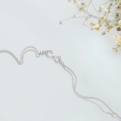 ZAVYA 925 Sterling Silver Designer Layered Infinity Rhodium Plated Adjustable Chain Anklet (Single) | Gift for Women & Girls | With Certificate of Authenticity & 925 Hallmark - Image 3