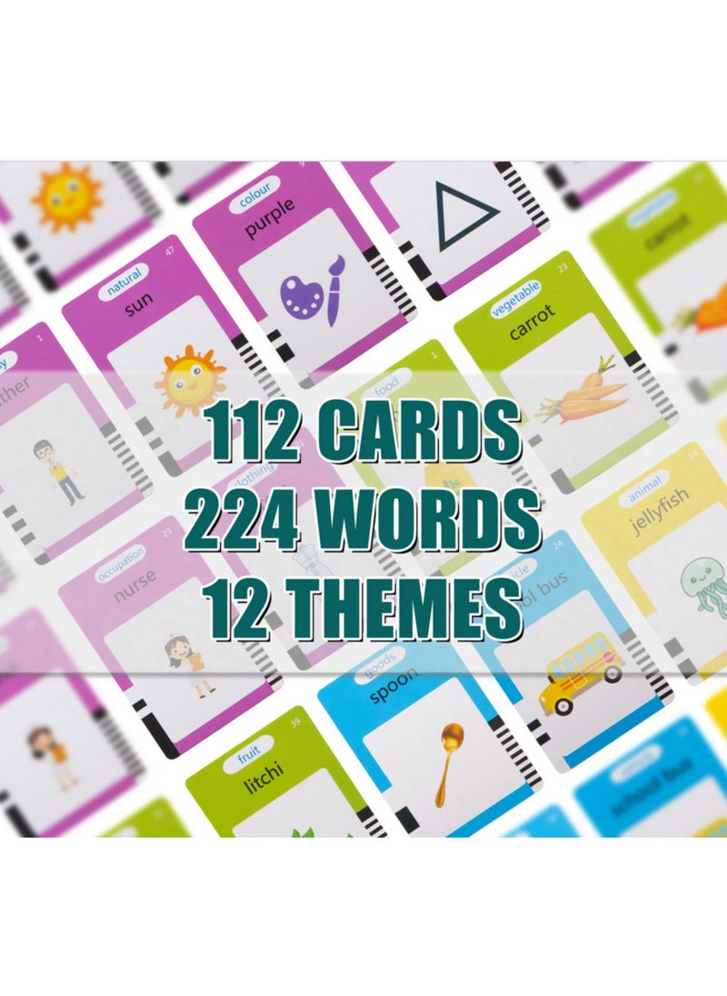 Generic Arabic and English speaking flash cards, children's game 1 2 3 4 5 6 years old, educational toys, Montessori educational game 112 sheets 224 words, gift for the child's birthday...  - Image 3