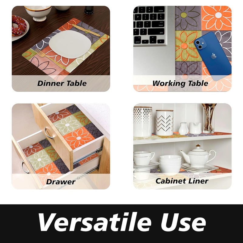 Kuber Industries Shelf Liner PVC Kitchen Liners for Cabinets and Drawers Drawer Liner Mat CheckDesign Shelf Liner Cabinet Mat 3 MTR Orange - Image 4