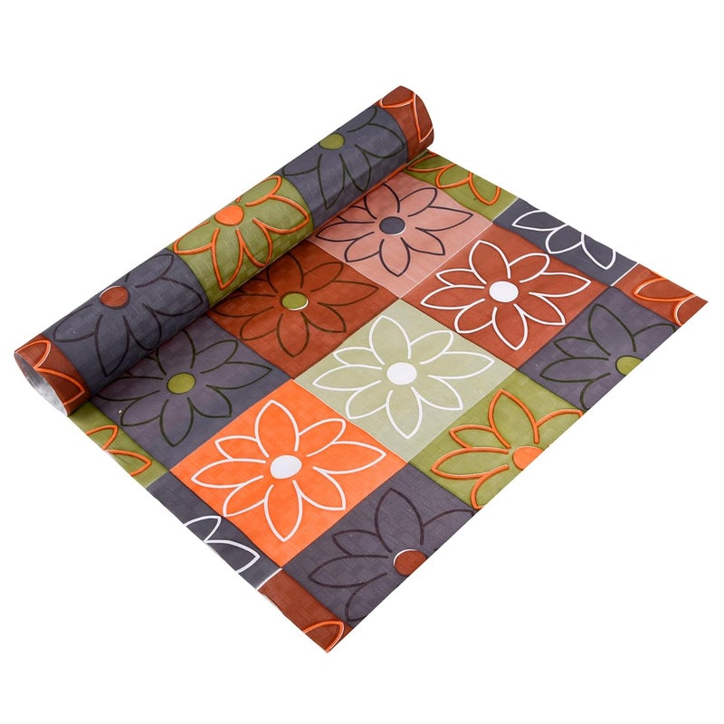 Kuber Industries Shelf Liner PVC Kitchen Liners for Cabinets and Drawers Drawer Liner Mat CheckDesign Shelf Liner Cabinet Mat 3 MTR Orange - Image 1