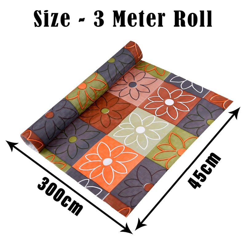 Kuber Industries Shelf Liner PVC Kitchen Liners for Cabinets and Drawers Drawer Liner Mat CheckDesign Shelf Liner Cabinet Mat 3 MTR Orange - Image 3