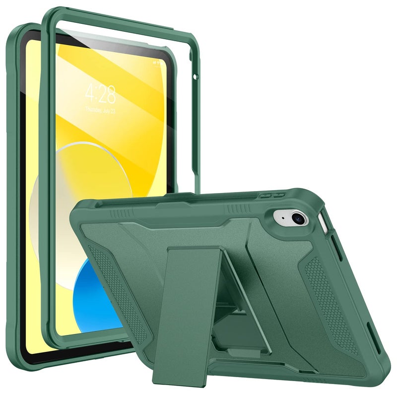 Soke Case for iPad (A16) 11th Generation 11-inch 2025, iPad 10th Generation 10.9-inch 2022, with Built-in Screen Protector and Kickstand, Rugged Full Body Protective Cover - Midnight Green - Image 1