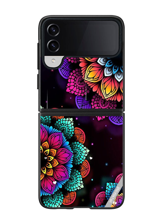 VR CREATIVE Protective Case Cover For Samsung Galaxy Z Flip4 Flowers Design Multicolour - Image 1
