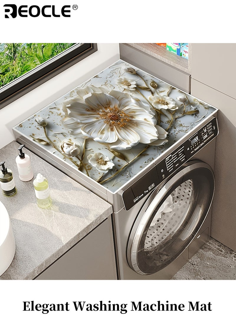REOCLE Elegant Washing Machine Mat Countertop Protection Mat Non Slip Multi Purpose Dish Drying Mat Polyester ldeal for Laundry Room and Kitchen Decor Modern Washer and Dryer Top Cover - Image 1