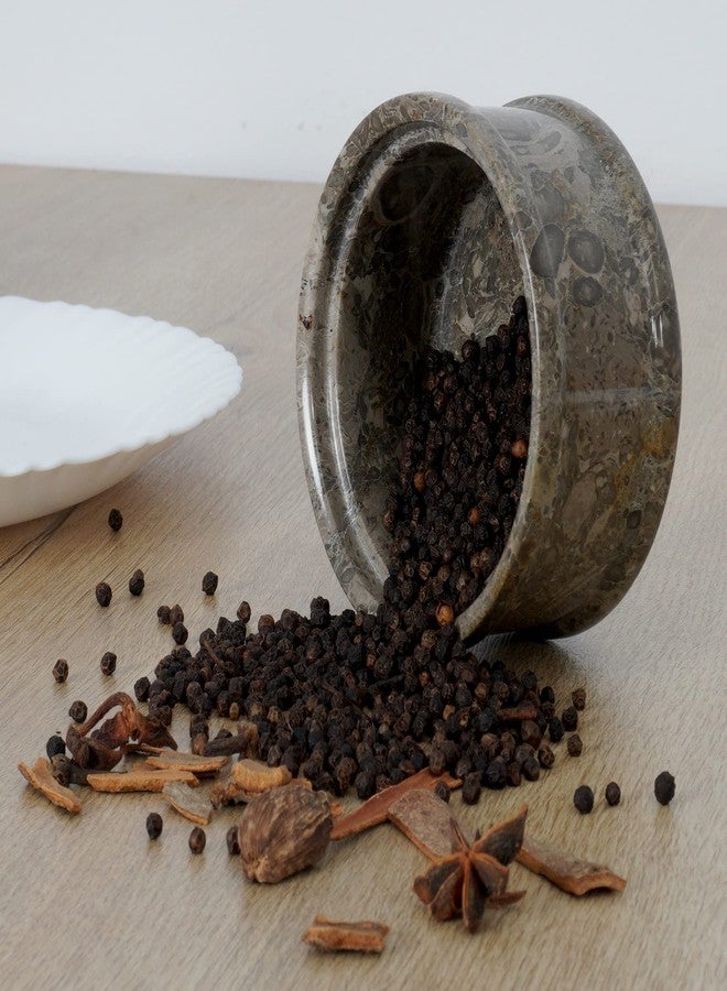 Radicaln Salt & Pepper Bowl - 5” Handmade Marble Oceanic Dual Salt Cellar With Lid - 2” Each Brown Sugar Keeper Spice Herbs Container Kitchen Accessories - Image 5
