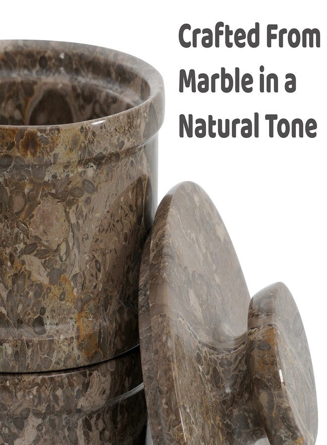 Radicaln Salt & Pepper Bowl - 5” Handmade Marble Oceanic Dual Salt Cellar With Lid - 2” Each Brown Sugar Keeper Spice Herbs Container Kitchen Accessories - Image 3