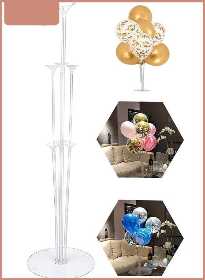 Balloon Stand Kit, 7-Tube Reusable Balloon Holder with Base, Air Fill Balloon Centerpiece Stand for Birthday Wedding Baby Shower Graduation Party Decorations - Image 1