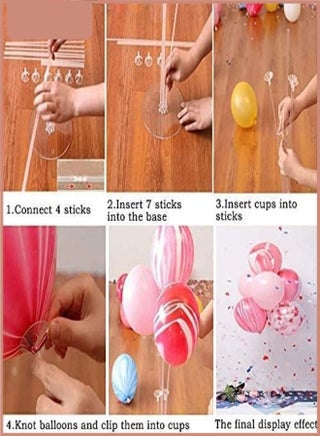 Balloon Stand Kit, 7-Tube Reusable Balloon Holder with Base, Air Fill Balloon Centerpiece Stand for Birthday Wedding Baby Shower Graduation Party Decorations - view 3
