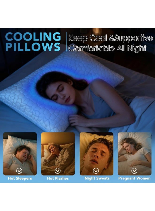 QUTOOL Shredded Memory Foam Pillows for Sleeping - Queen Size Pillow, Cooling Gel Pillows for Hot Sleepers Cool Pillow for Side and Back Sleeper, Soft yet Support Adjustable Bed Pillow with Extra Fill - Image 3